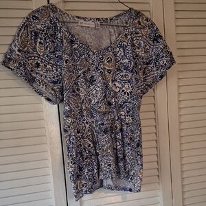 Rafaella Blue and White Paisley Blouse